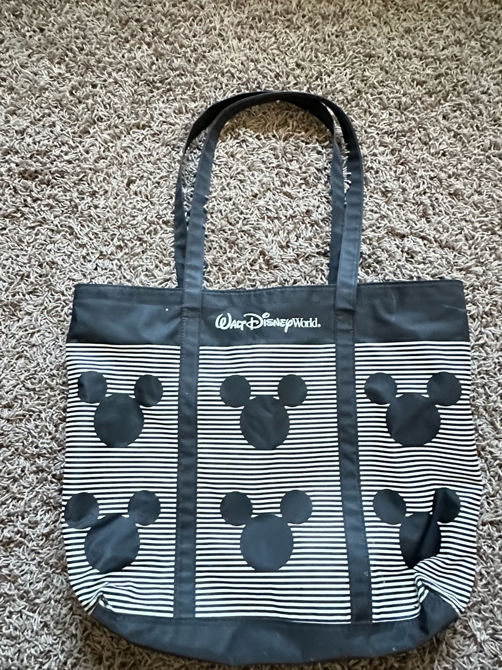 Disney Black & White Striped Mickey Tote